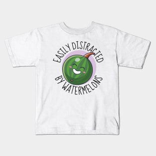 Easily Distracted By Watermelons Funny Watermelon Kids T-Shirt